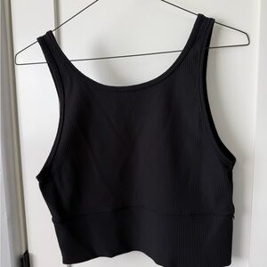 Lululemon Black Ribbed Crop Tank Top V-back